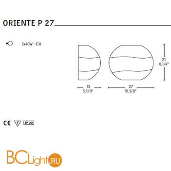 Бра Alt Lucialternative ORIENTE PARETE 27 bianco / bianco 0105017373601 - Схема