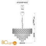 Подвесной светильник Arte Lamp Aisha A1025SP-8GO - Схема