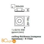 Встраиваемый гипсовый светильник под шпатлевку Arte Lamp Invisible A9410PL-1WH - Схема