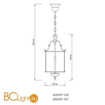 Подвесной светильник Arte Lamp Rimini A6503SP-3AB - Схема