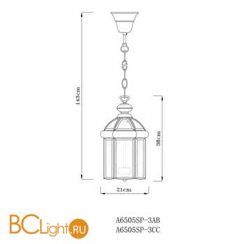 Подвесной светильник Arte Lamp Rimini A6505SP-3AB - Схема