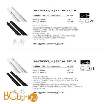 Шинопровод Arte Lamp Track Accessories A520206 2м однофазный черный - Фото 1