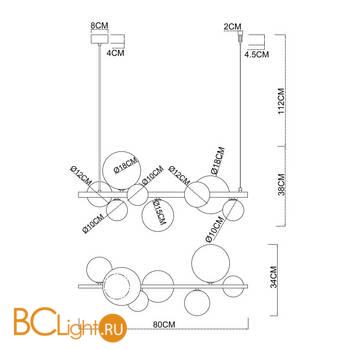 Люстра Arte Lamp Vincent A7790SP-15BK - Схема