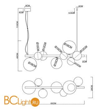 Подвесной светильник Arte Lamp Vincent A7790SP-8GO - Схема