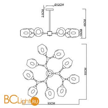 Люстра Arte Lamp Yuka A7759PL-9PB - Схема
