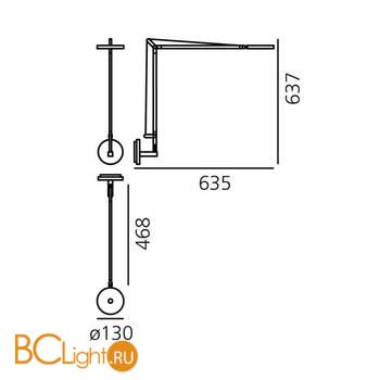 Бра Artemide Demetra Wall 1734W10A+1742010A 2700K Anthracite Grey (Body Lamp + Wall support) - Схема