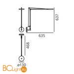 Бра Artemide Demetra Wall 1735010A+1741010A 3000K Anthracite Grey (Body Lamp + Wall Support) - Схема