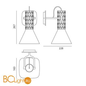 Бра Artemide Fiamma Fiamma Wall - Black 1986020A - Схема