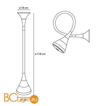 Настенно-потолочный светильник Artemide Pipe parete/soffitto 0674010A - Схема