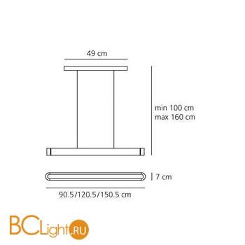 Подвесной светильник Artemide Talo sospensione 120 - 1x54w Dimmerabile Silver 0592020A - Схема