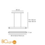 Подвесной светильник Artemide Talo sospensione 150 - 1x80w Non Dimmerabile Silver 0596020A - Схема