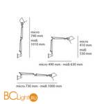 Бра Artemide Tolomeo Micro Wall A010950+A025150 Anodized blue (Body Lamp + Wall support) - Схема