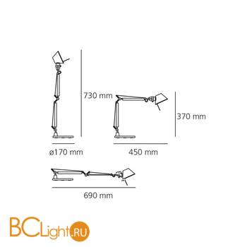 Настольная лампа Artemide Tolomeo micro led aluminium A011900 - Схема
