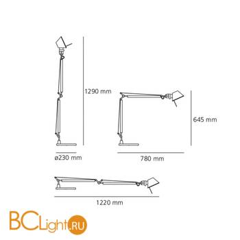 Настольная лампа Artemide Tolomeo Halo aluminium A001000 + A004030 - Схема