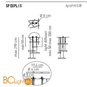 Подвесной светильник Axo Light Explo SP EXPLO 5 RS SPEXPLO5RSXXR7S - Схема