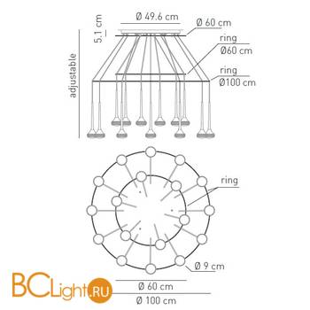 Подвесной светильник Axo Light Fairy SP FAIR 18 + ANELLO FAIRY 060&100 - Схема