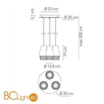 Подвесной светильник Axo Light Fedora SP FEDOR 3 SPFEDOR3BRBCGU1 - Схема