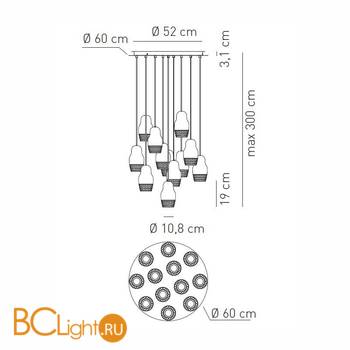 Подвесной светильник Axo Light Fedora SP FEDO 12 SPFEDO12ROBCGU1 - Схема
