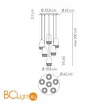 Подвесной светильник Axo Light Fedora SP FEDOR 6 SPFEDOR6ROBCGU1 - Схема
