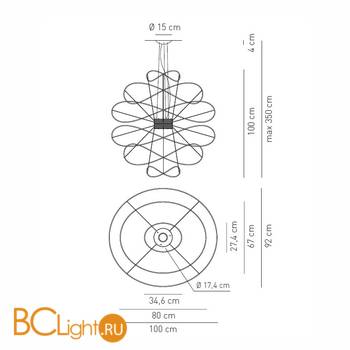 Подвесной светильник Axo Light Hoops SP HOOPS 6 SPHOOPS6ORORLED - Схема