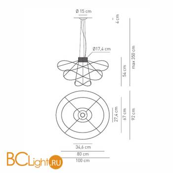 Подвесной светильник Axo Light Hoops SP HOOPS 3 SPHOOPS3ORORLED - Схема