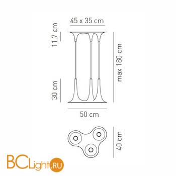 Подвесной светильник Axo Light Nafir SP NAFIR 3 SPNAFIR3BRBCGU1 - Схема