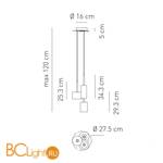 Подвесной светильник Axo Light Spillray SP SPILL 3 Rosso SPSPILL3RSCR12V - Схема