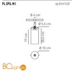 Потолочный светильник Axo Light Spillray PL SPIL M I Grigio PLSPILMIGRCR12V - Схема