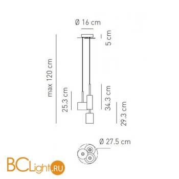 Подвесной светильник Axo Light Spillray SP Spill 3 SPSPILL3ARCR12V - Схема