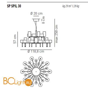 Люстра Axo Light Spillray SP SPIL 30 SPSPIL30RSCR12V - Схема