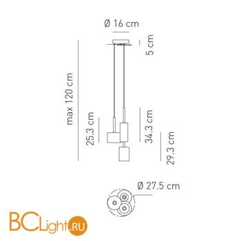 Подвесной светильник Axo Light Spillray SP SPILL 3 SPSPILL3BRCR12V - Схема