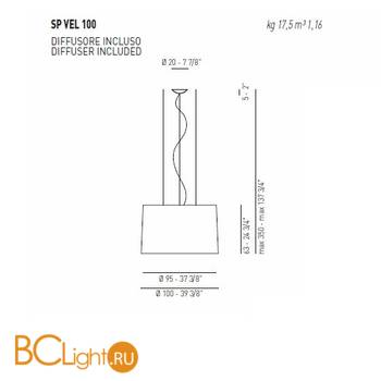 Подвесной светильник Axo Light Velvet SP VEL 100 Arancio / Nero SPVEL100E27ARNE - Схема
