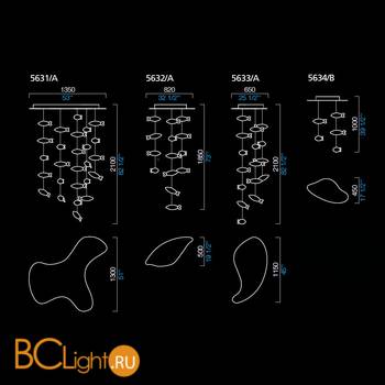 Композиция из потолочных светильников Barovier&Toso Aquarium - Схема
