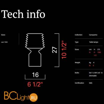 Настольная лампа Barovier&Toso Camparino 7359/CC/MW - Схема