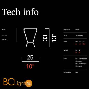 Настольная лампа Barovier&Toso Ercole 7357/CC - Схема
