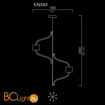 Люстра Barovier&Toso Hastings 5707/07/RS/BB - Схема