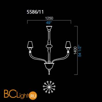 Подвесная люстра на штанге Barovier&Toso Maine 5586/11/IC/NN - Схема