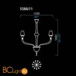 Подвесная люстра на штанге Barovier&Toso Maine 5586/11/IC/NN - Схема