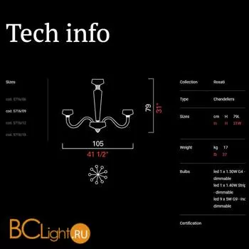 Потолочная люстра Barovier&Toso Rosati 5716/09/IC - Фото 0