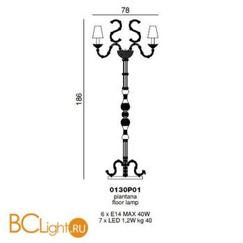 Торшер Beby Beby Rose 0130P01 Chrome F 1001 Swarovski Plaque - Схема