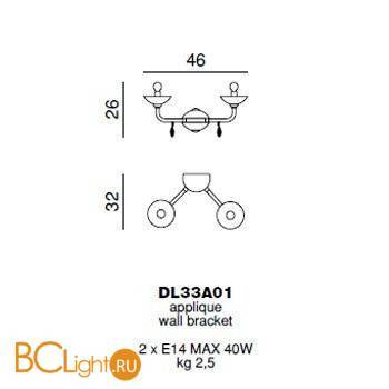 Бра Beby Group Black tube DL33A01 Chrome Dark Rome Cut Almond - Схема