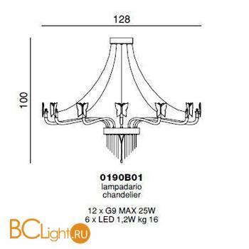 Подвесная люстра на штанге Beby Group Butterfly 0191B01 Light gold 624 SW Silver Night - Схема