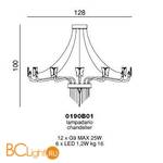 Подвесная люстра на штанге Beby Group Butterfly 0191B01 Light gold 624 SW Silver Night - Схема