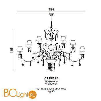 Люстра Beby Casablanca 0119B12 Light Gold 192 Swarovski Almond - Схема