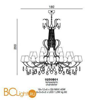 Люстра Beby Group Charming beauty 0250B01 Light gold White White silver leaf - Схема