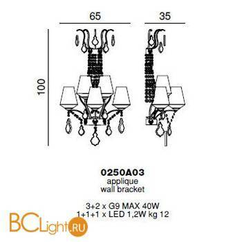 Бра Beby Group Charming beauty 0250A03 Light gold White White gold leaf - Схема