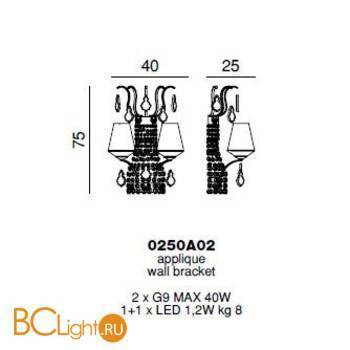 Бра Beby Group Charming beauty 0250A02 Gold White White gold leaf - Схема