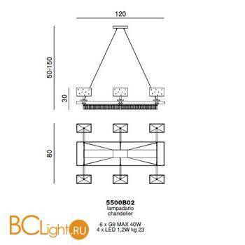Люстра Beby Group Crystal dream 5500B02 Chrome White Swarovski - Схема