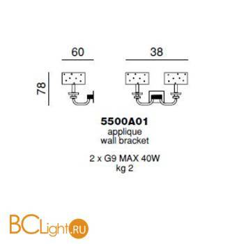 Бра Beby Group Crystal dream 5500A01 Chrome White Swarovski - Схема