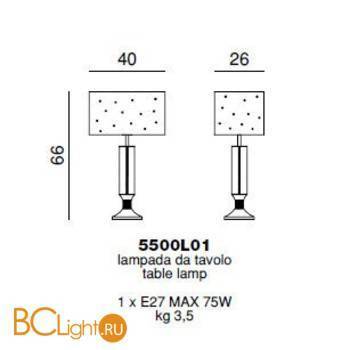 Настольная лампа Beby Group Crystal dream 5500L01 Satin Gold White Swarovski - Схема